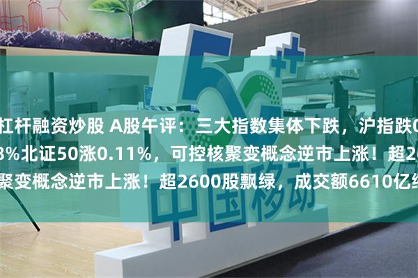 杠杆融资炒股 A股午评：三大指数集体下跌，沪指跌0.31%创业板指跌1.28%北证50涨0.11%，可控核聚变概念逆市上涨！超2600股飘绿，成交额6610亿缩量1亿