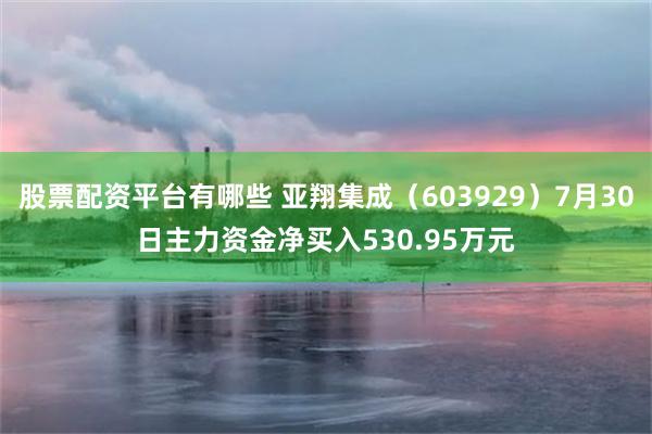 股票配资平台有哪些 亚翔集成（603929）7月30日主力资金净买入530.95万元