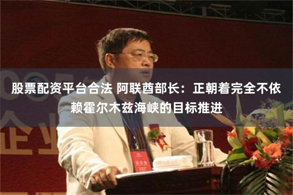 股票配资平台合法 阿联酋部长：正朝着完全不依赖霍尔木兹海峡的目标推进