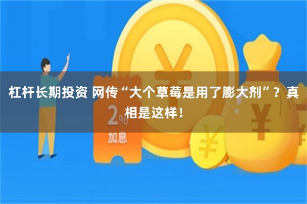 杠杆长期投资 网传“大个草莓是用了膨大剂”？真相是这样！
