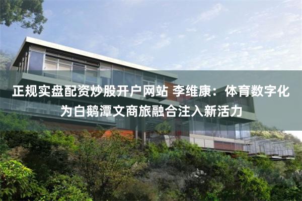 正规实盘配资炒股开户网站 李维康：体育数字化为白鹅潭文商旅融合注入新活力