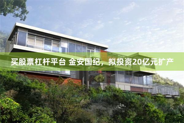 买股票杠杆平台 金安国纪，拟投资20亿元扩产