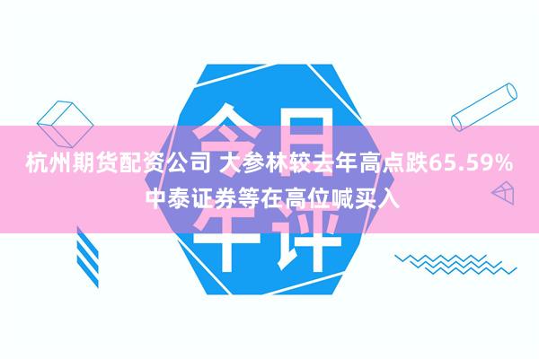 杭州期货配资公司 大参林较去年高点跌65.59% 中泰证券等在高位喊买入