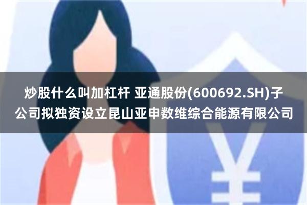 炒股什么叫加杠杆 亚通股份(600692.SH)子公司拟独资设立昆山亚申数维综合能源有限公司