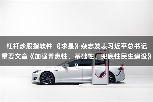 杠杆炒股指软件 《求是》杂志发表习近平总书记重要文章《加强普惠性、基础性、兜底性民生建设》