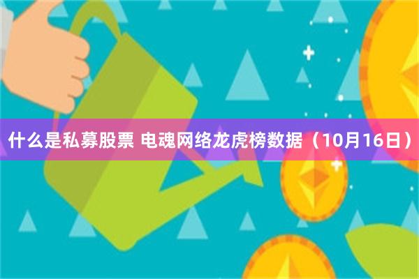 什么是私募股票 电魂网络龙虎榜数据（10月16日）